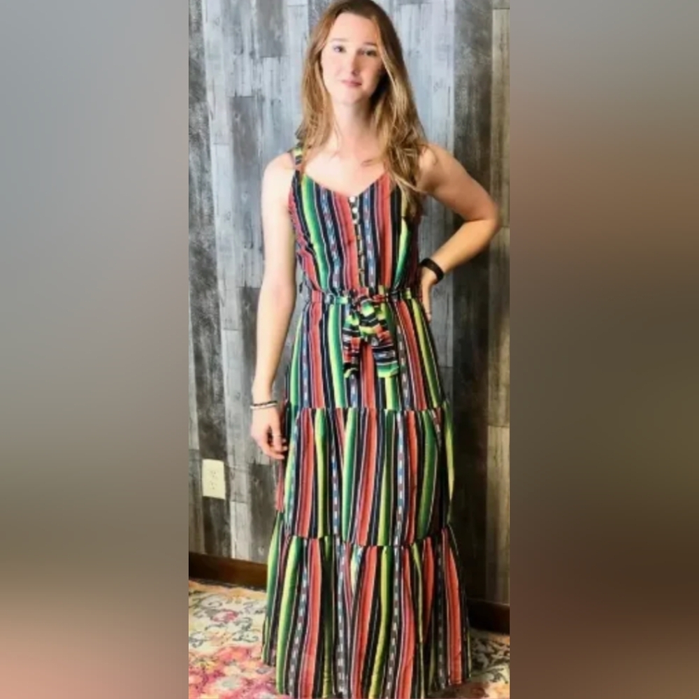 Multi- color drop waist Maxi Dress